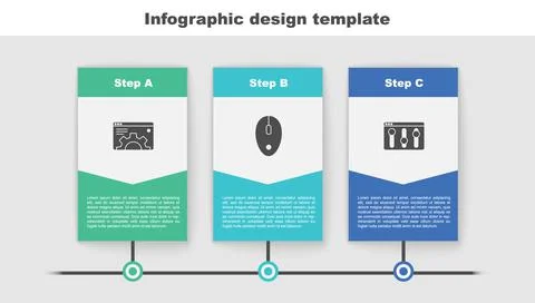 Set Browser setting, Computer mouse and . Business infographic template. Vector Stockillustratie