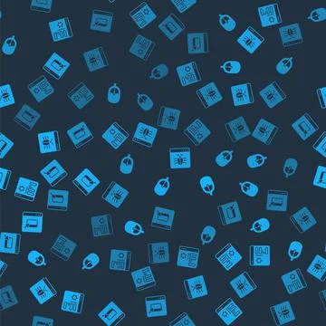 Set Browser setting, Computer mouse, System bug and files on seamless pattern Stock Illustration