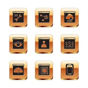 Set Browser setting, Digital speed meter, Search engine, Create account screen 스톡 일러스트