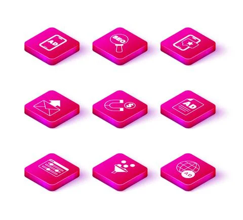 Set Browser setting, Lead management, Mail and e-mail, Magnet with money Stock Illustration