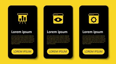 Set Browser setting, Personal information collection and Board with graph cha Illustrazione stock