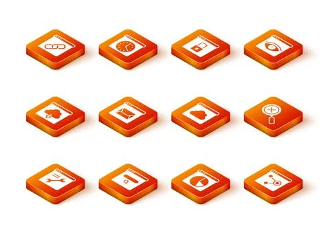 Set Browser setting, Search engine, Cloud download, Website and mail, Graph Stockillustratie