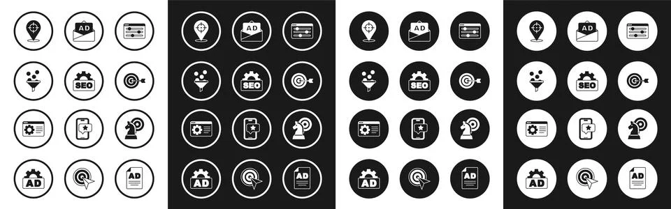 Set Browser setting, SEO optimization, Lead management, Target, Advertising Stock Illustration