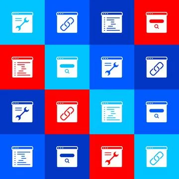 Set Browser setting, window, and Search engine icon. Vector Stockillustratie