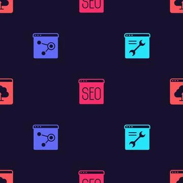 Set Browser setting, window, SEO optimization and Cloud upload on seamless pa Stockillustratie