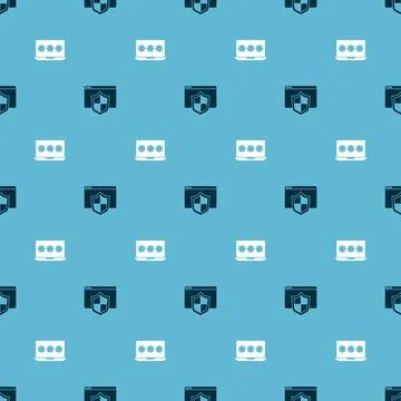 Set Browser with shield and Laptop password on seamless pattern. Vector Illustrazione stock