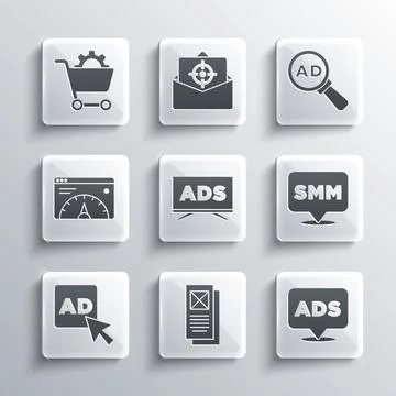 Set Browser window, Advertising, Social media marketing, Website statistic Stock Illustration
