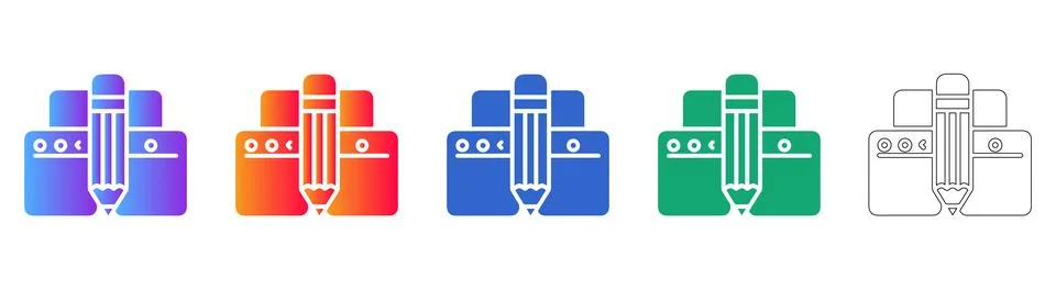 Set of Browser Window and Pencil Icons for Web Design Illustrazione stock