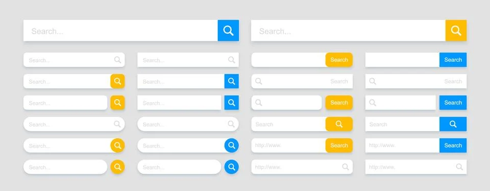 Set of browser window and search bar. Search bar www. Mockup screen design... イラスト素材