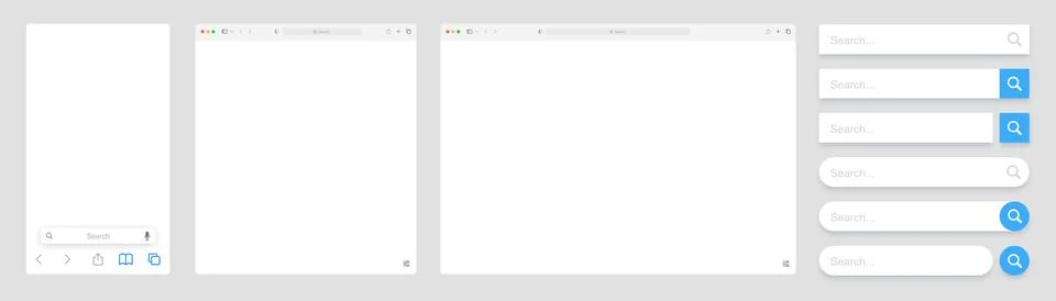 Set of browser window and search bar. Search bar www. Mockup screen design... イラスト素材