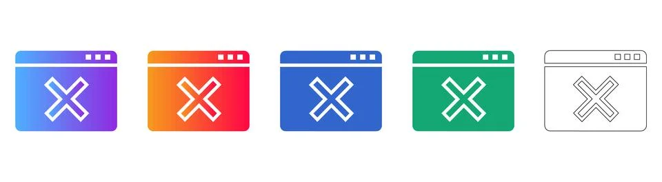 Set of Browser Window Close Icons 스톡 일러스트