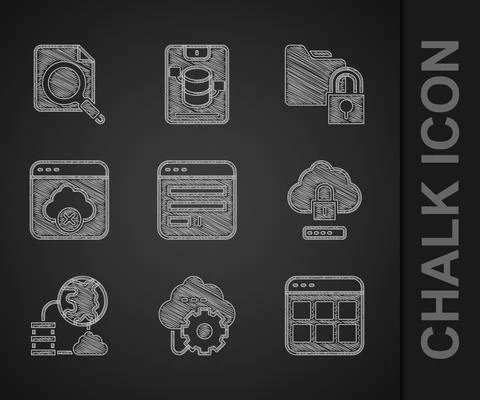 Set Browser window, Cloud technology data transfer, files, computing lock Stockillustratie