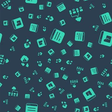 Set Browser window, Computer network, Cloud hacking and File missing on seamless Stock Illustration