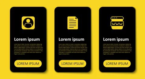 Set Browser window, File document and Create account screen. Business Stockillustratie