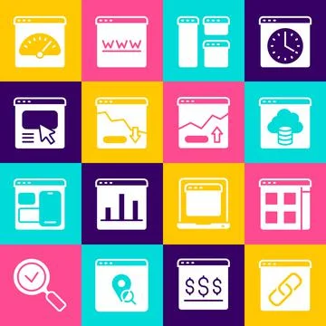 Set Browser window, files, Cloud technology data transfer, Financial growth Stock Illustration