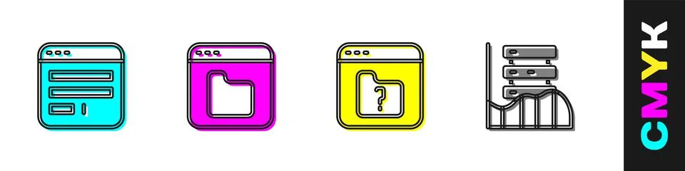 Set Browser window, files, File missing and Server, Data, Web Hosting icon イラスト素材