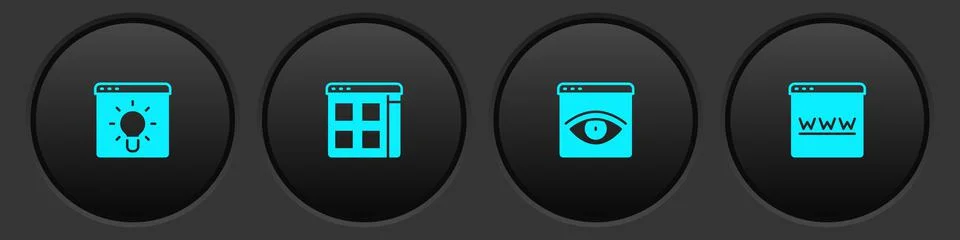 Set Browser window, files, incognito and icon. Vector Stockillustratie
