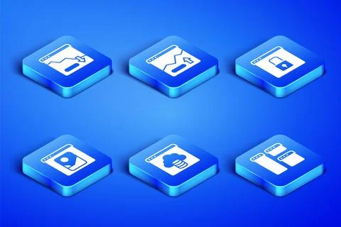 Set Browser window, Financial growth decrease, Cloud technology data transfer Illustrazione stock