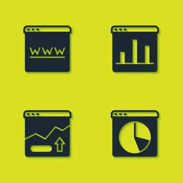 Set Browser window, Graph chart infographic, Financial growth increase and icon Illustrazione stock