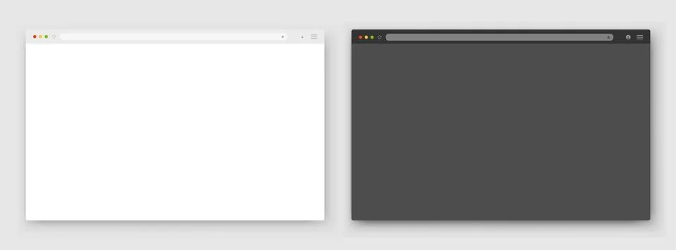 A set of browser window on a gray background. Website layout with search bar Stock Illustration