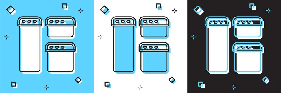 Set Browser window icon isolated on blue and white, black background. Vector Stockillustratie