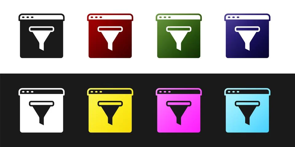 Set Browser window icon isolated on black and white background. Vector Stockillustratie