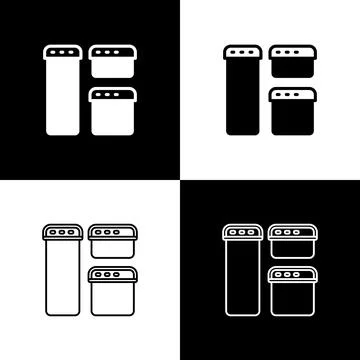 Set Browser window icon isolated on black and white background. Vector 库存插图