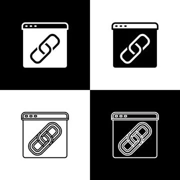 Set Browser window icon isolated on black and white background. Vector Stockillustratie