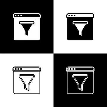 Set Browser window icon isolated on black and white background. Vector 库存插图