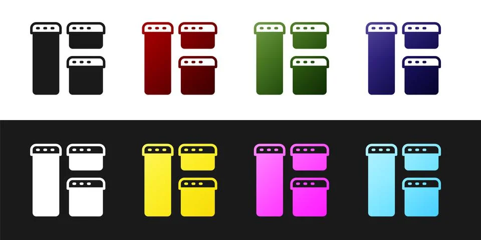 Set Browser window icon isolated on black and white background. Vector 库存插图