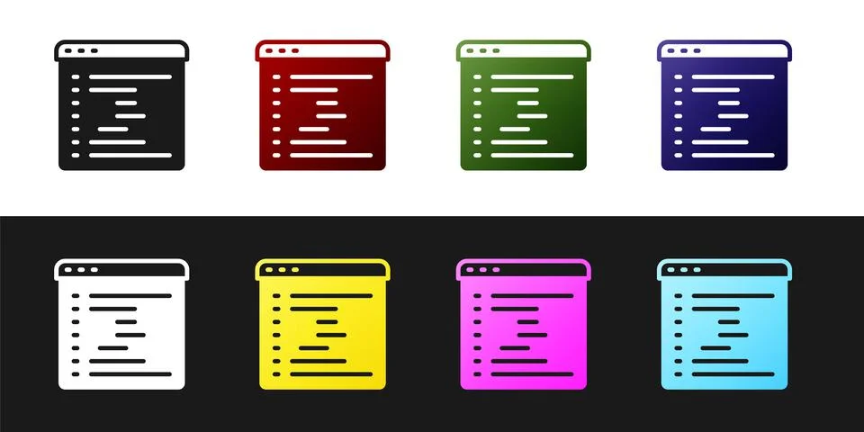 Set Browser window icon isolated on black and white background. Vector イラスト素材