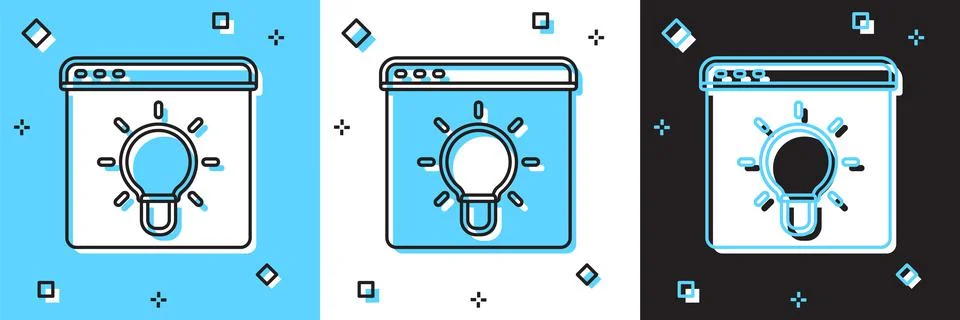 Set Browser window icon isolated on blue and white, black background. Vector Stockillustratie