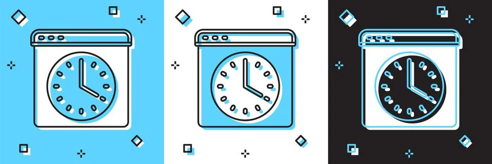 Set Browser window icon isolated on blue and white, black background. Vector Illustrazione stock