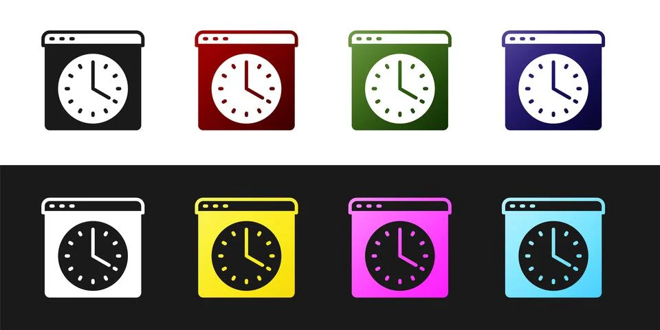 Set Browser window icon isolated on black and white background. Vector Illustrazione stock