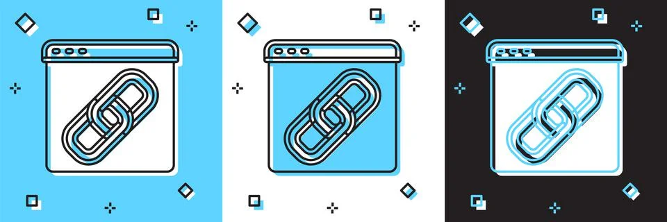 Set Browser window icon isolated on blue and white, black background. Vector Stockillustratie