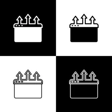 Set Browser window icon isolated on black and white background. Vector Stockillustratie