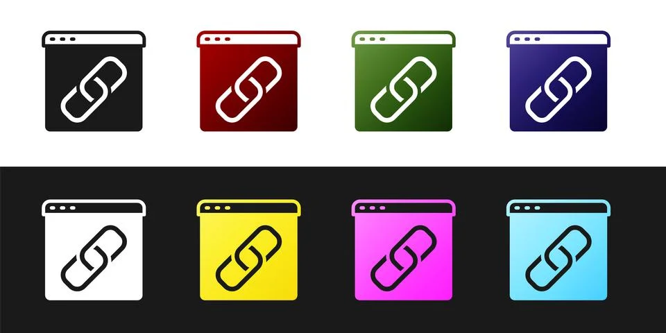 Set Browser window icon isolated on black and white background.  Vector 库存插图