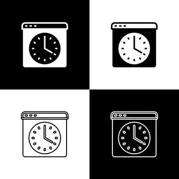 Set Browser window icon isolated on black and white background. Vector Stockillustratie