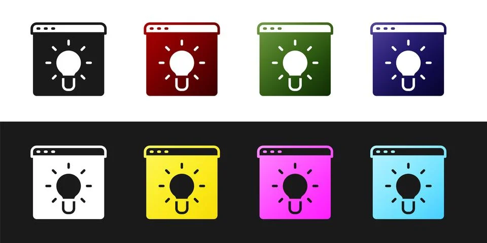 Set Browser window icon isolated on black and white background.  Vector イラスト素材