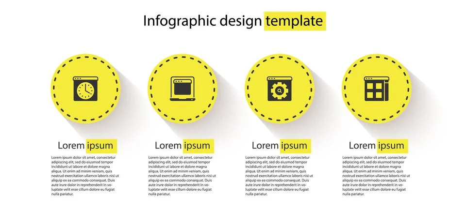 Set Browser window, Laptop with browser, setting and files. Business infographic Illustrazione stock