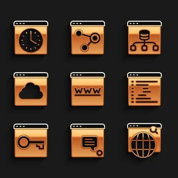 Set Browser window, New chat messages notification, Search engine, Secure your Stockillustratie