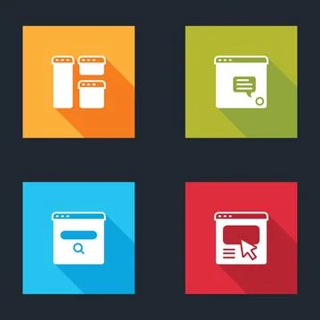 Set Browser window, New chat messages notification, Search engine and UI or UX Stock Illustration