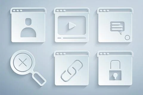 Set Browser window, New chat messages notification, Magnifying glass and delete イラスト素材