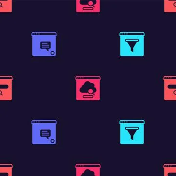 Set Browser window, New chat messages notification, Cloud technology data t.. Illustrazione stock