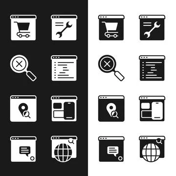 Set Browser window, Online shopping on screen, setting, Infographic of city map 스톡 일러스트