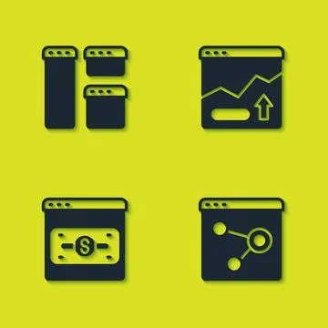 Set Browser window, Online shopping on screen and Financial growth increase icon イラスト素材