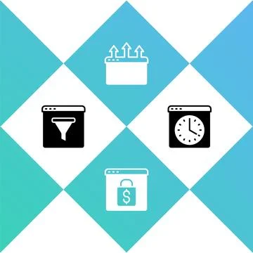 Set Browser window, Online shopping on screen, and icon. Vector Stock Illustration