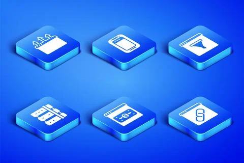 Set Browser window, Online shopping on screen, Server, Mobile phone and icon イラスト素材