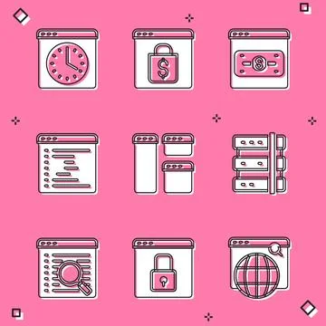 Set Browser window, Online shopping on screen, Server, Search engine and Se.. イラスト素材
