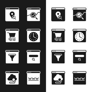 Set Browser window, Online shopping on screen, Infographic of city map, Web.. Ilustración de archivo